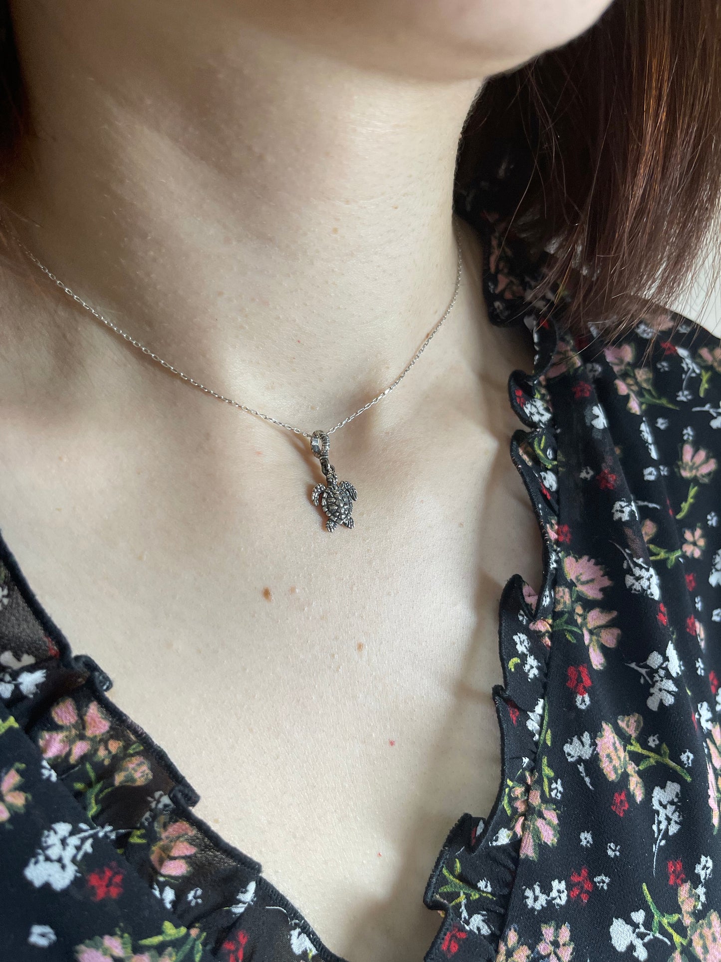 Sterling Silver Sea Turtle Pendant Necklace