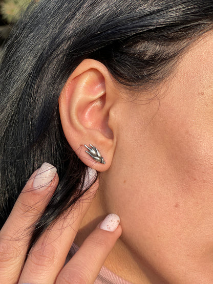 Sterling silver wheat ear cuff and stud earrings