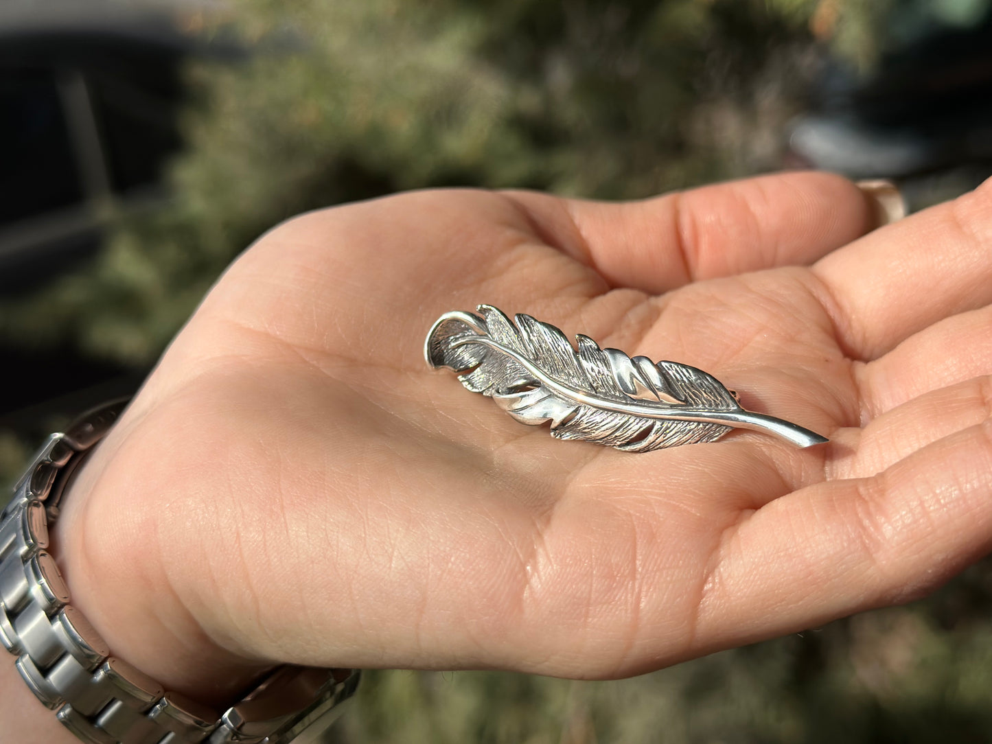 Sterling Silver Feather Brooch