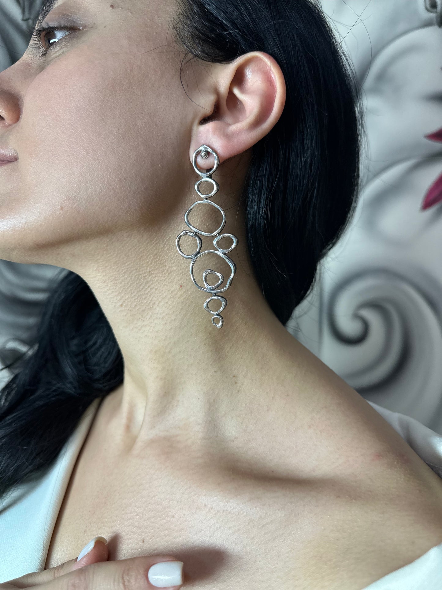 Air Element Earrings, Handmade Geometric Silver Earrings