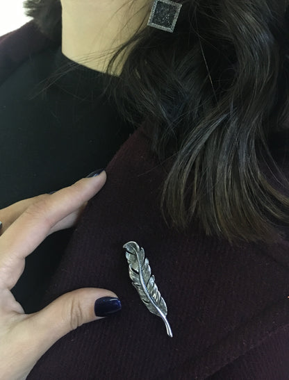 Sterling Silver Feather Brooch