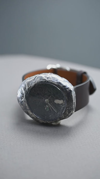 Unisex Stone-Inspired Watch in Blackened 925 Sterling Silver