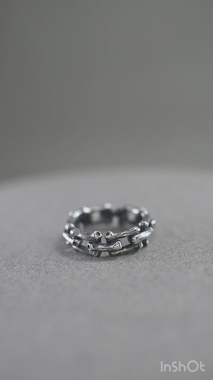 Sterling silver branch chain ring