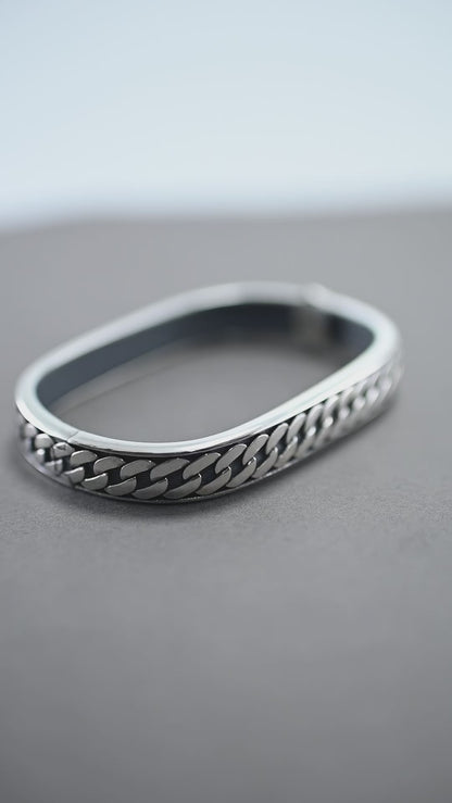 Men's Oxidized Sterling Silver Curb Chain Bracelet