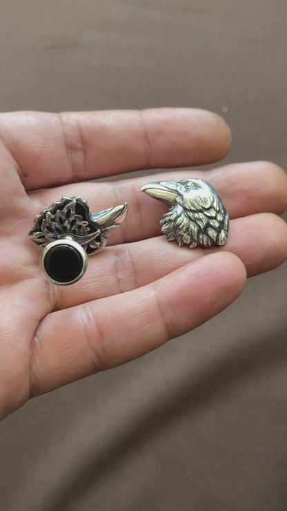 Oxidized Sterling Silver Raven Cufflinks