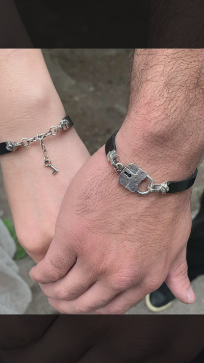 “Lock and Key” Paired Bracelets for Lovers