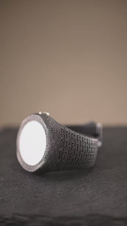 Sterling Silver Cuff Watch, Textured Wide Band, Minimalist Statement Jewelry (Quartz or Automatic)