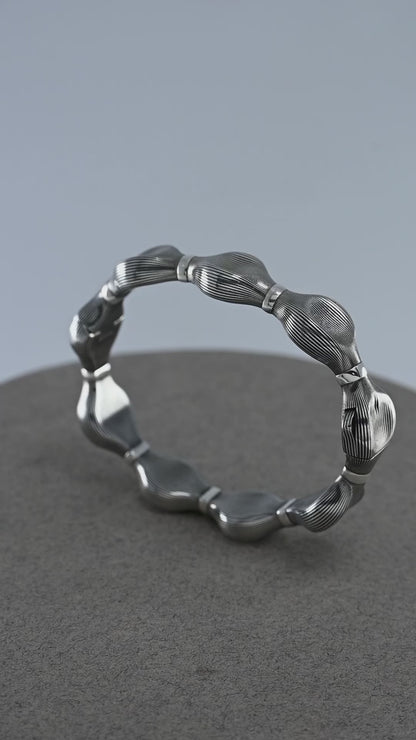 Handmade Sterling Silver Textured Link Bracelet | Modern 925 Jewelry