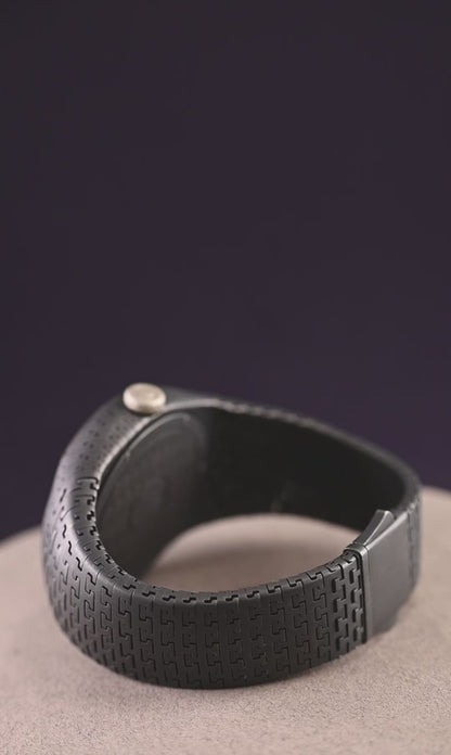 Sterling Silver Matte Black Modern Wrist Watch