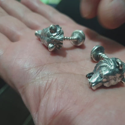 Handmade Sterling Silver Bear Cufflinks