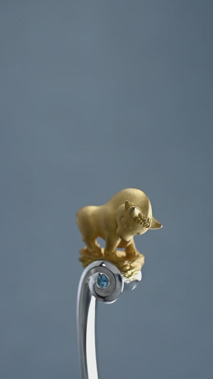 Handmade Sterling Silver Baby Spoon with Bull