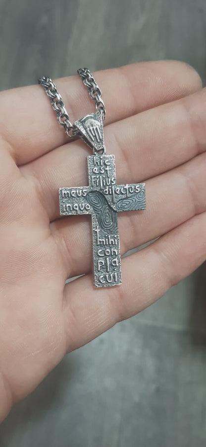 Handmade Sterling Silver Cross Pendant Necklace "Prayer"