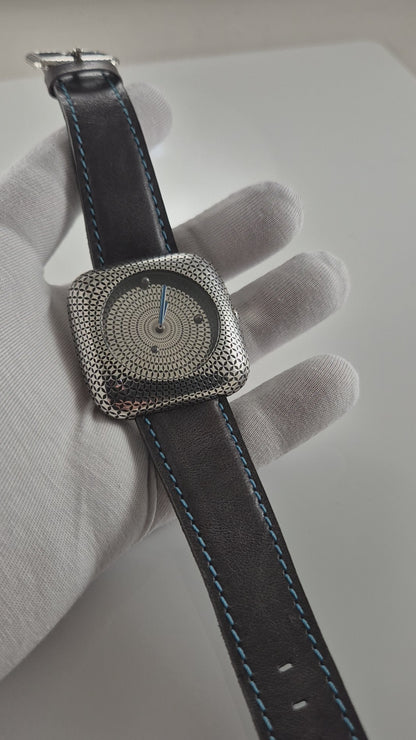 Handcrafted Sterling Silver 925 Watch | Geometric Dial Artisan Timepiece | Unisex Bihayna Design