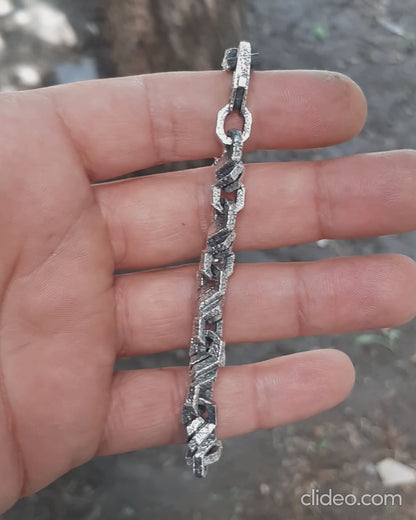 Hammered Sterling Silver Chain Bracelet