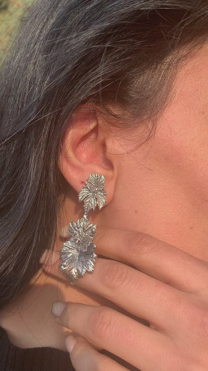 Sterling silver grape leaf earrings
