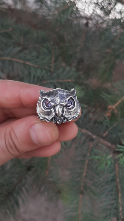 Sterling Silver Owl Ring