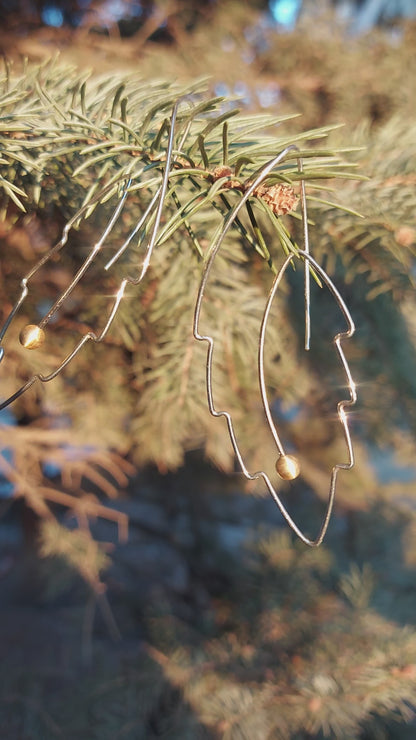 Sterling Silver Leaf Earrings – Minimalist Wire Jewelry