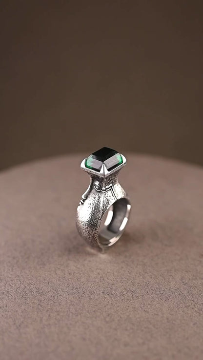 Handcrafted Sterling Silver Face Ring