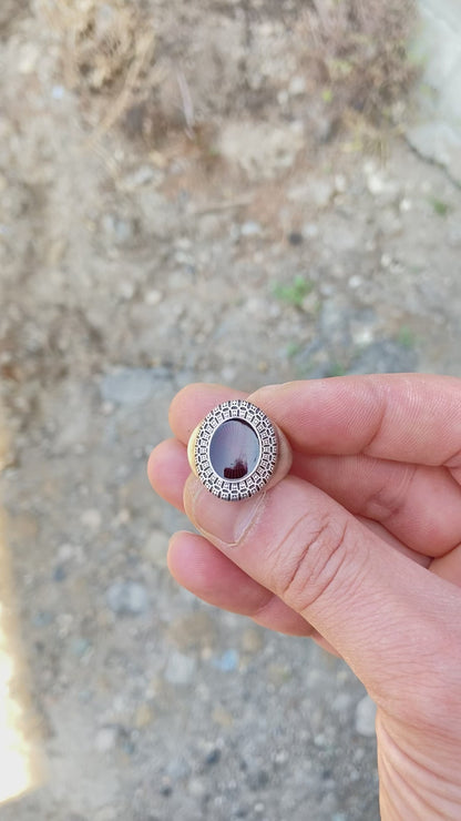 Sterling Silver Red Enamel Signet Ring
