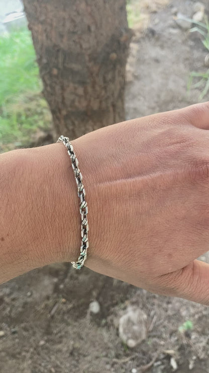 Sterling Silver Anchor Braided Bracelet