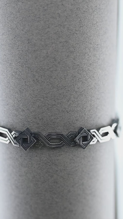 Sterling Silver Geometric Bracelet: Armenian Style Link Bracelet