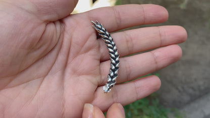 Sterling silver wheat ear cuff and stud earrings
