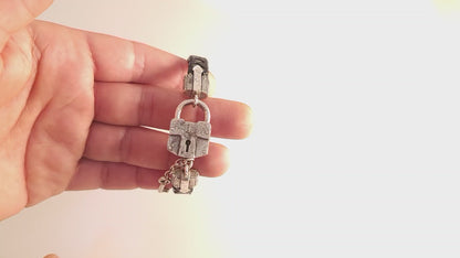 Men's Sterling Silver Padlock Bracelet